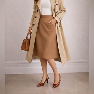 SAKS • Mercers Faux leather Tan Trench Coat